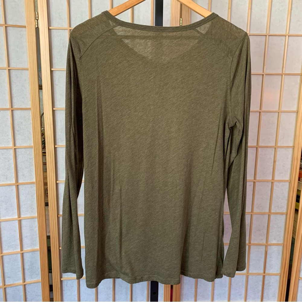 GAP Olive Drab Basic Long Sleeve Tee - image 2